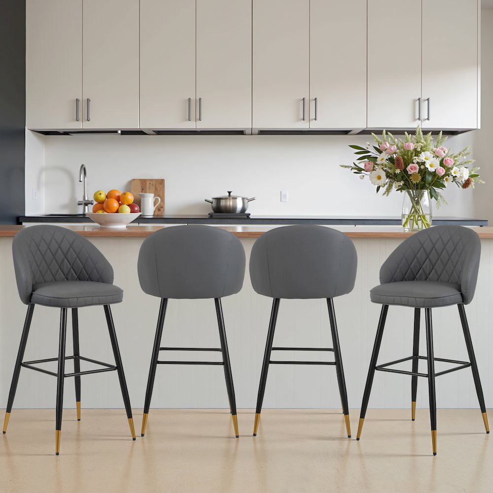 New Classic Furniture Oliver Vegan Leather Bar Chair in Gray (Set of 4). Picture 8