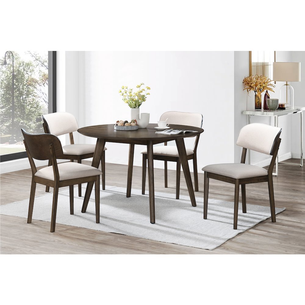 Rex 5-Piece Wood Round Dining Set, Walnut. Picture 2