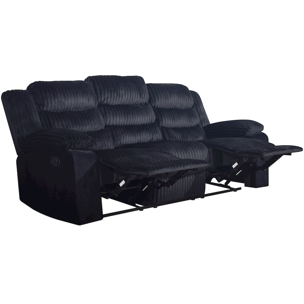 Willow Wood & Fabric Sofa with Dual Recliner in Black. Picture 3
