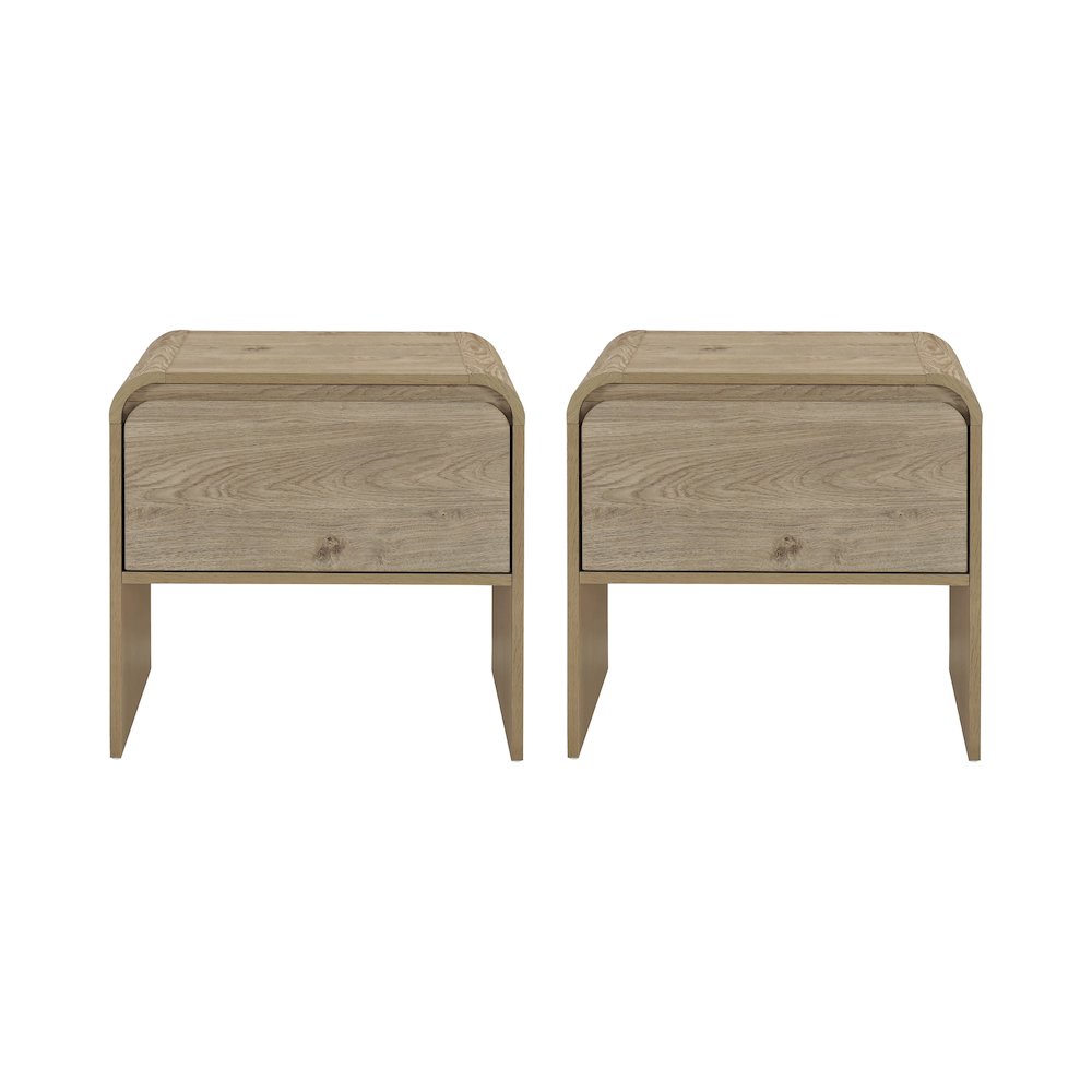 Mara 2-Piece Wood End Table/Bedside Table in Natural. Picture 1