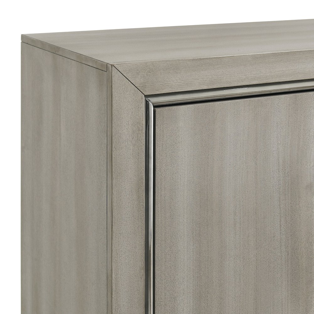New Classic Furniture Lennox Wood Modern Door Chest with LED Light in Gray. Picture 7