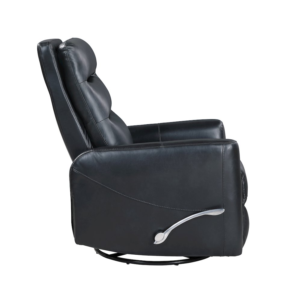 Takami Faux Leather Swivel Recliner, Black. Picture 4