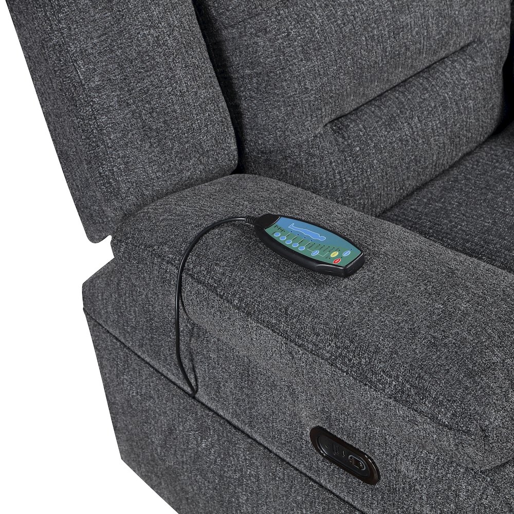 Redondo Chenille Glider Recliner with Power in Dark Gray. Picture 6