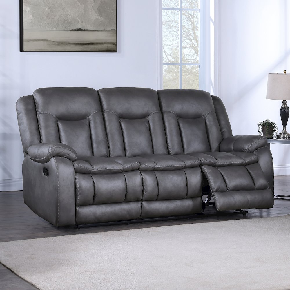 Morello Fabric Sofa with Dual Recliners, Gray. Picture 7