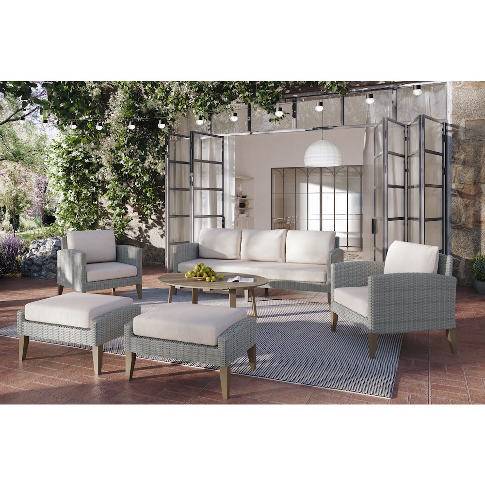 Carezza 6-Piece Wood Patio Conversation Set, Taupe. Picture 15