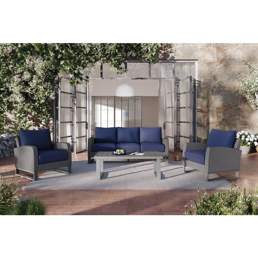 Fiji 4 Pc Set-Sofa, 2 Chairs, Coffee Table-Blue. Picture 11