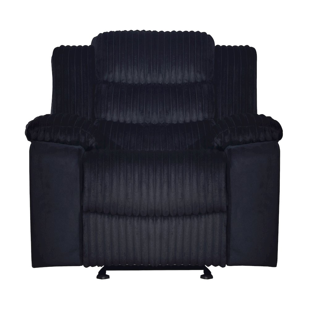 Willow Wood & Fabric Glider Recliner in Black. Picture 2