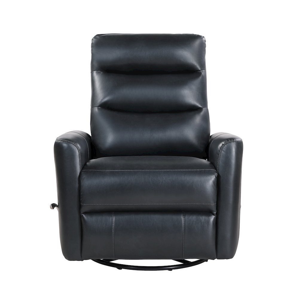 Takami Faux Leather Swivel Recliner, Black. Picture 2