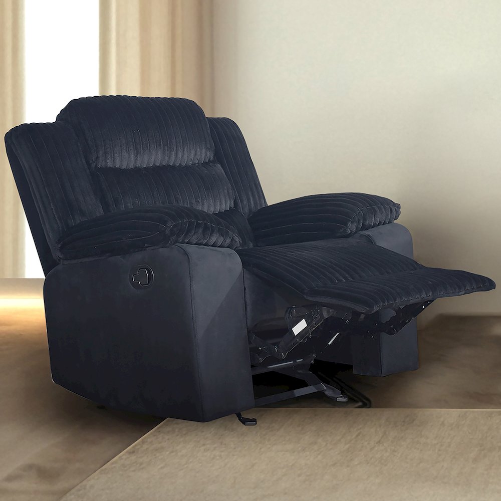 Willow Wood & Fabric Glider Recliner in Black. Picture 7