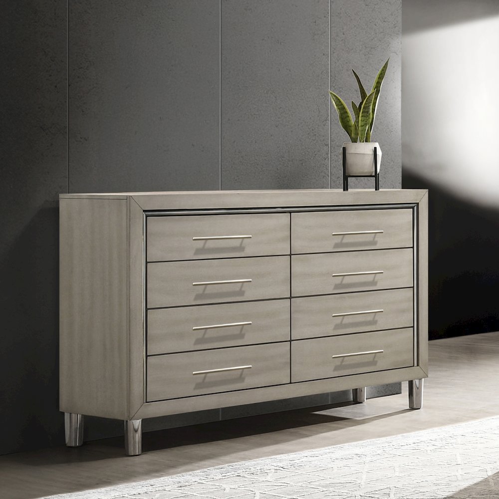New Classic Furniture Lennox Wood Modern 8-Drawer Dresser in Gray. Picture 2