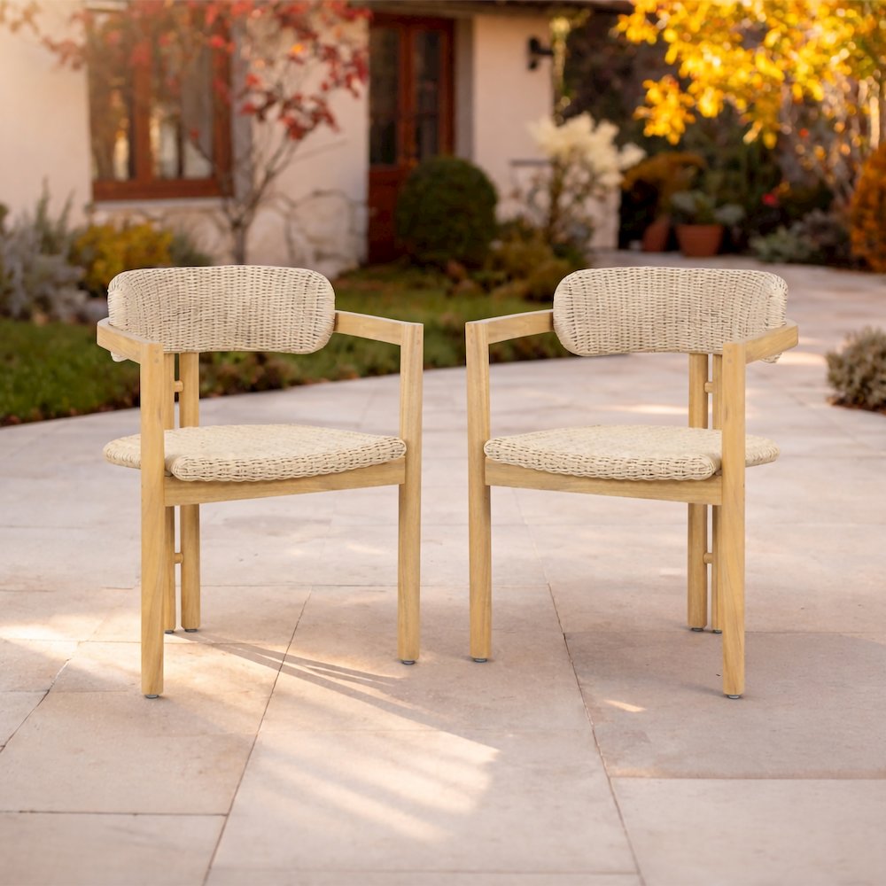 Sedona Wood Patio Dining Chair in Natural (Set of 2). Picture 2