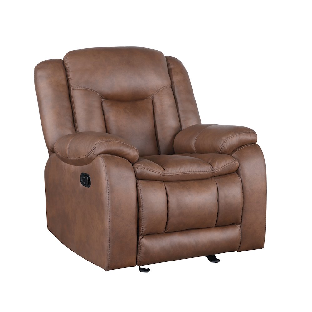Morello Polyester Blend Fabric Glider Recliner in Brown. Picture 1