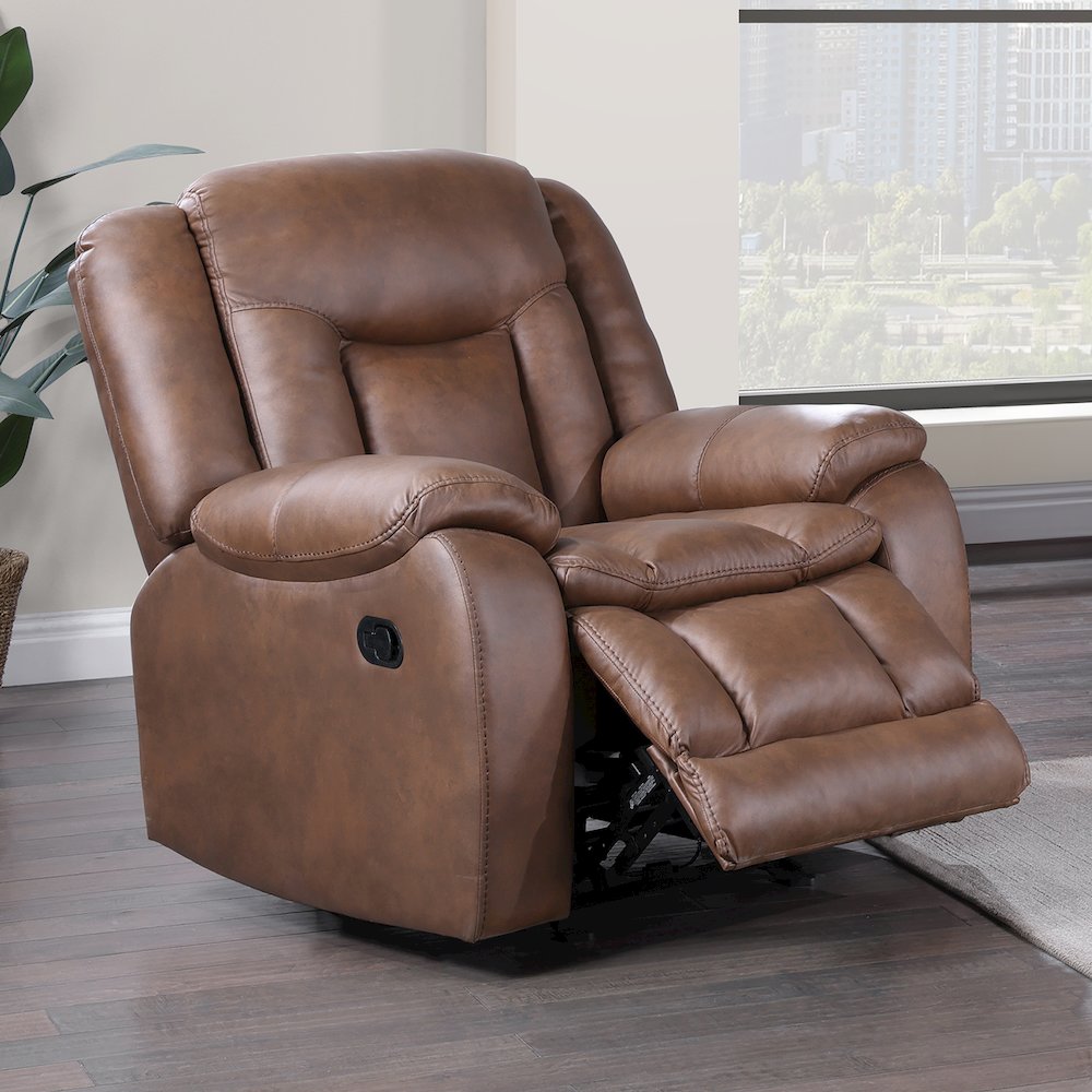 Morello Polyester Blend Fabric Glider Recliner in Brown. Picture 2
