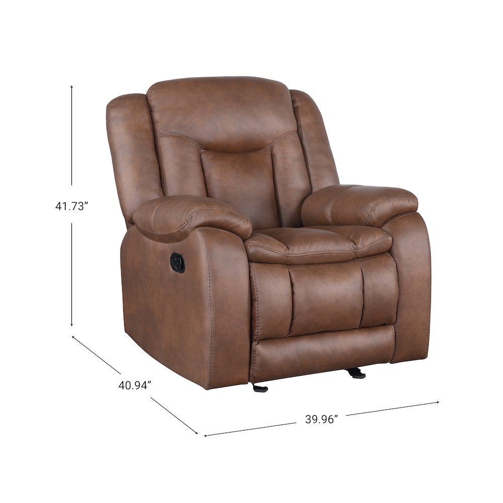 Morello Polyester Blend Fabric Glider Recliner in Brown. Picture 8