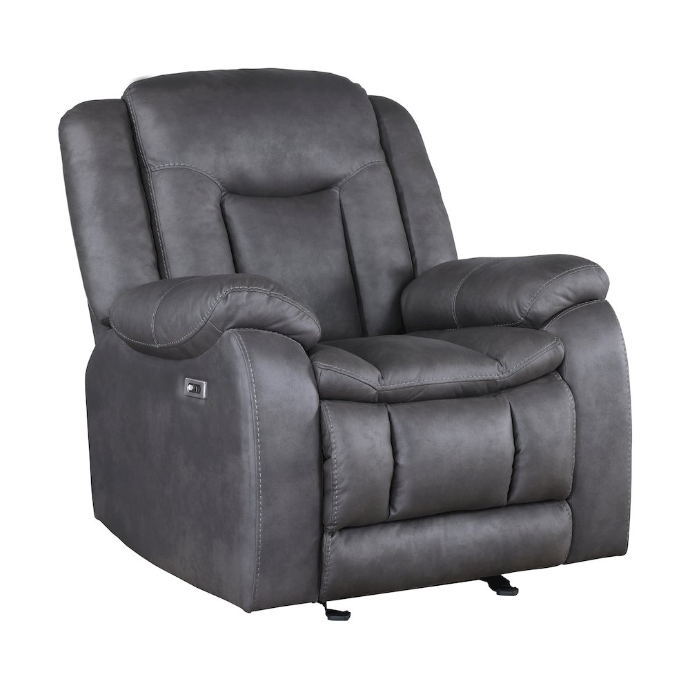 Morello Polyester Blend Fabric Glider Recliner in Gray. Picture 1