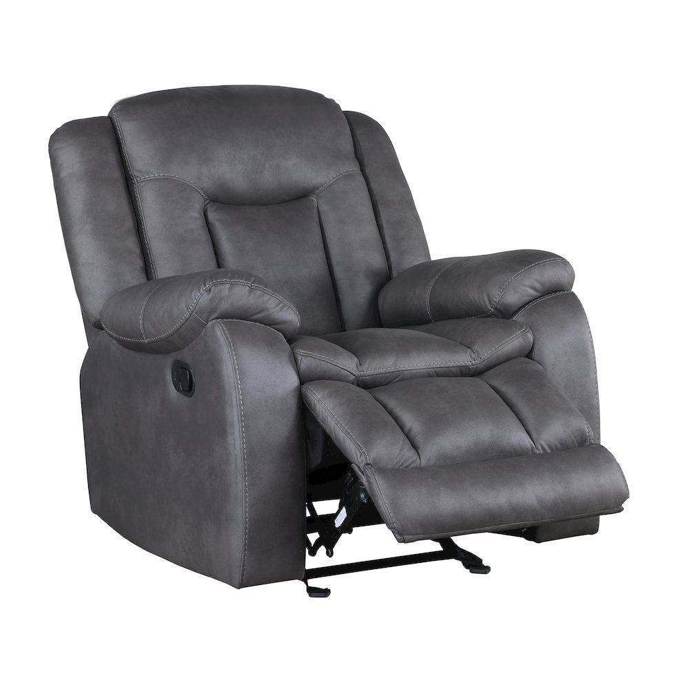 Morello Polyester Blend Fabric Glider Recliner in Gray. Picture 4