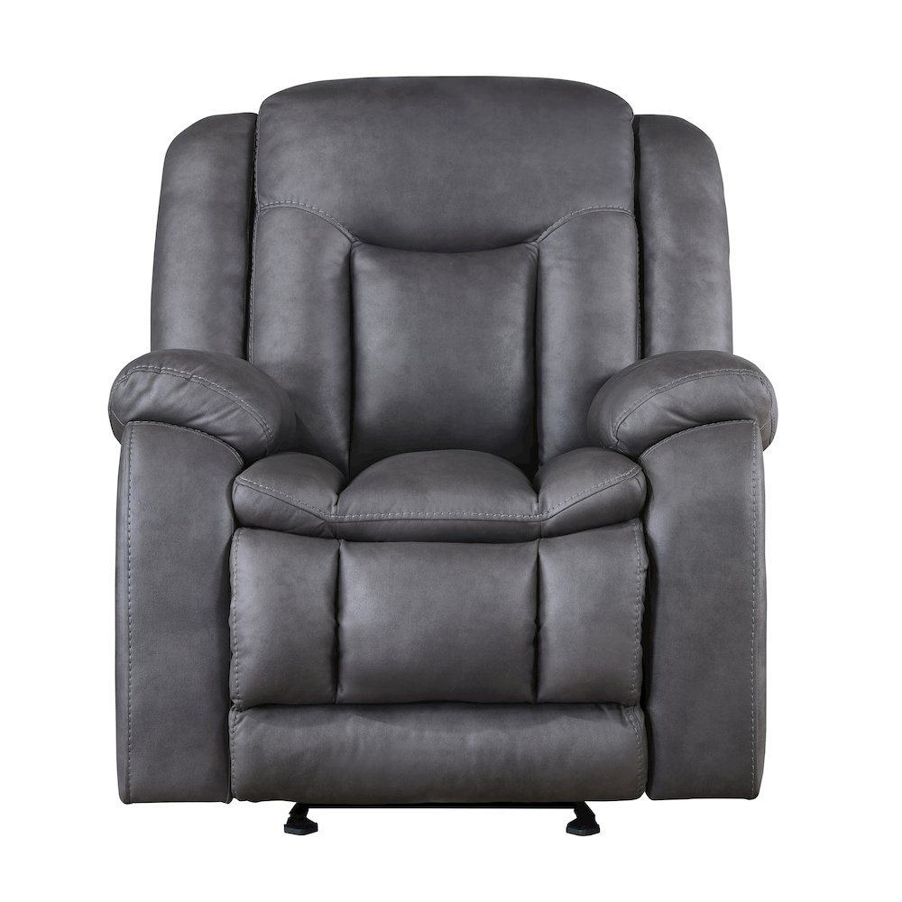 Morello Polyester Blend Fabric Glider Recliner in Gray. Picture 3