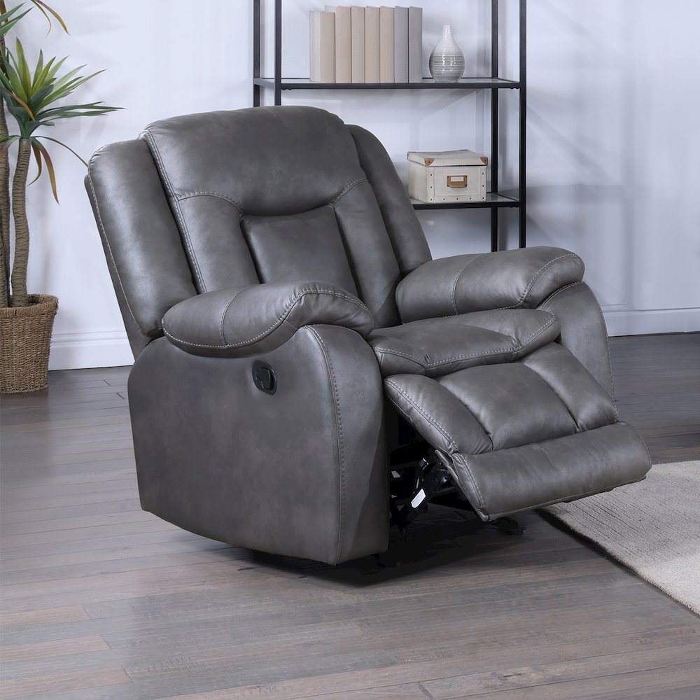 Morello Polyester Blend Fabric Glider Recliner in Gray. Picture 2