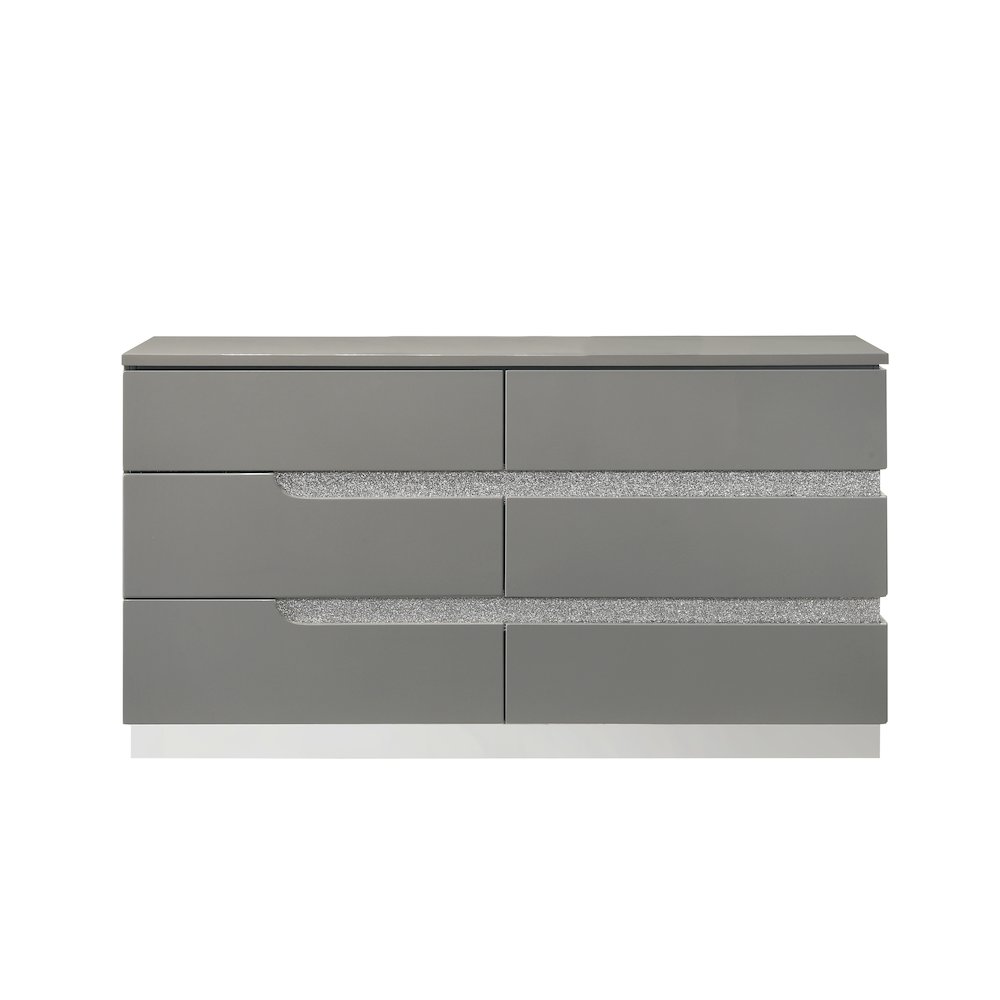 Paradox Glam Wood 6-Drawer Dresser, Gray. Picture 2