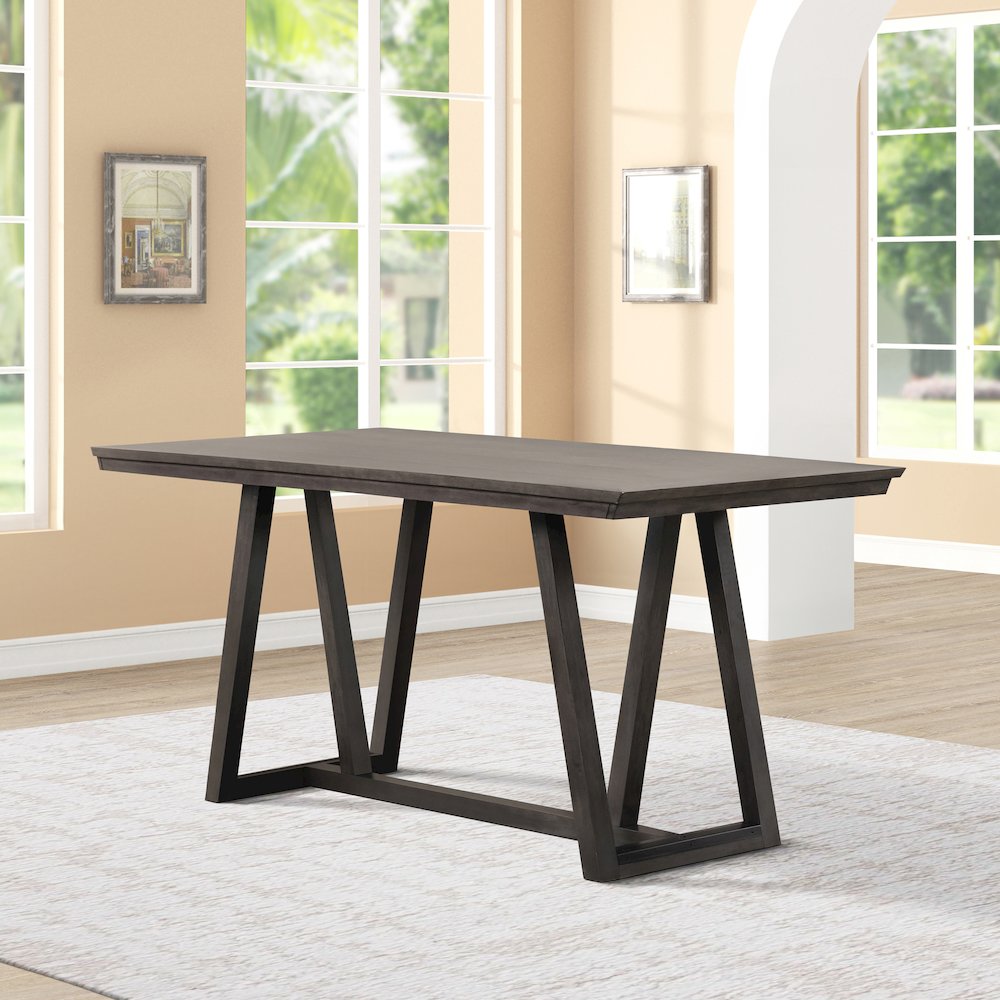 High Line Wood 80" Rectangular Dining Table, Coffee. Picture 4