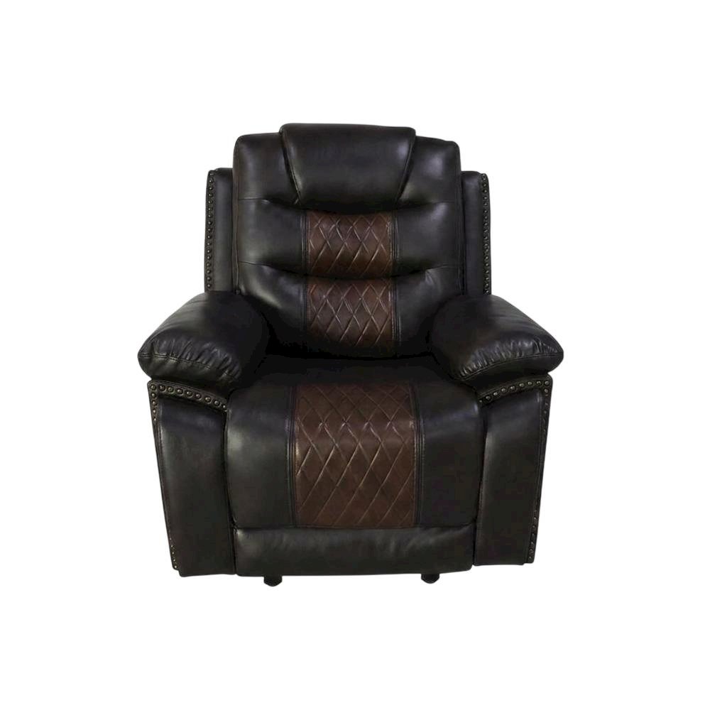 Upholstered Glider Recliner Chair with Black Legs for Nursery, Brown. Picture 1