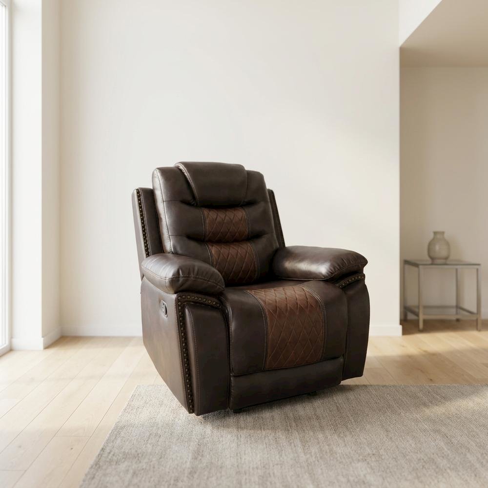 Upholstered Glider Recliner Chair with Black Legs for Nursery, Brown. Picture 2
