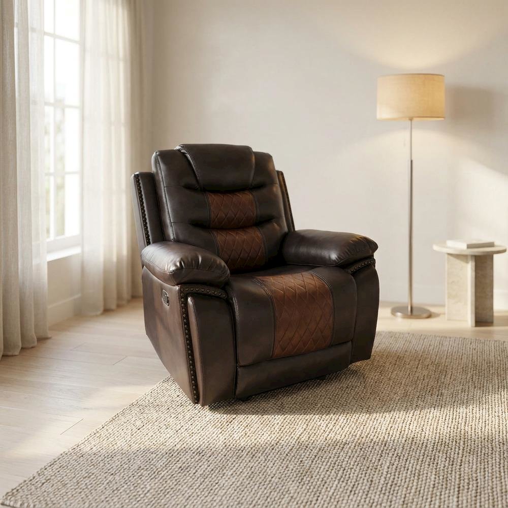 Upholstered Glider Recliner Chair with Black Legs for Nursery, Brown. Picture 4