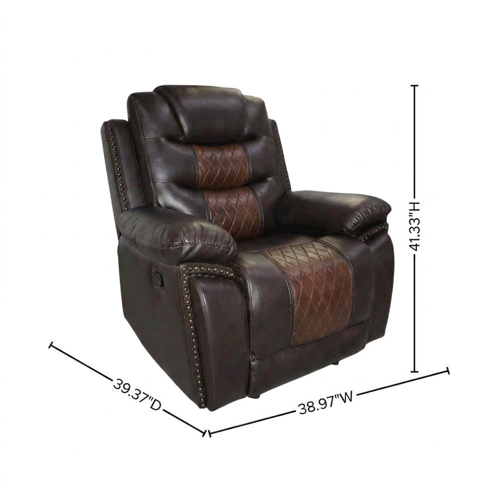Upholstered Glider Recliner Chair with Black Legs for Nursery, Brown. Picture 5