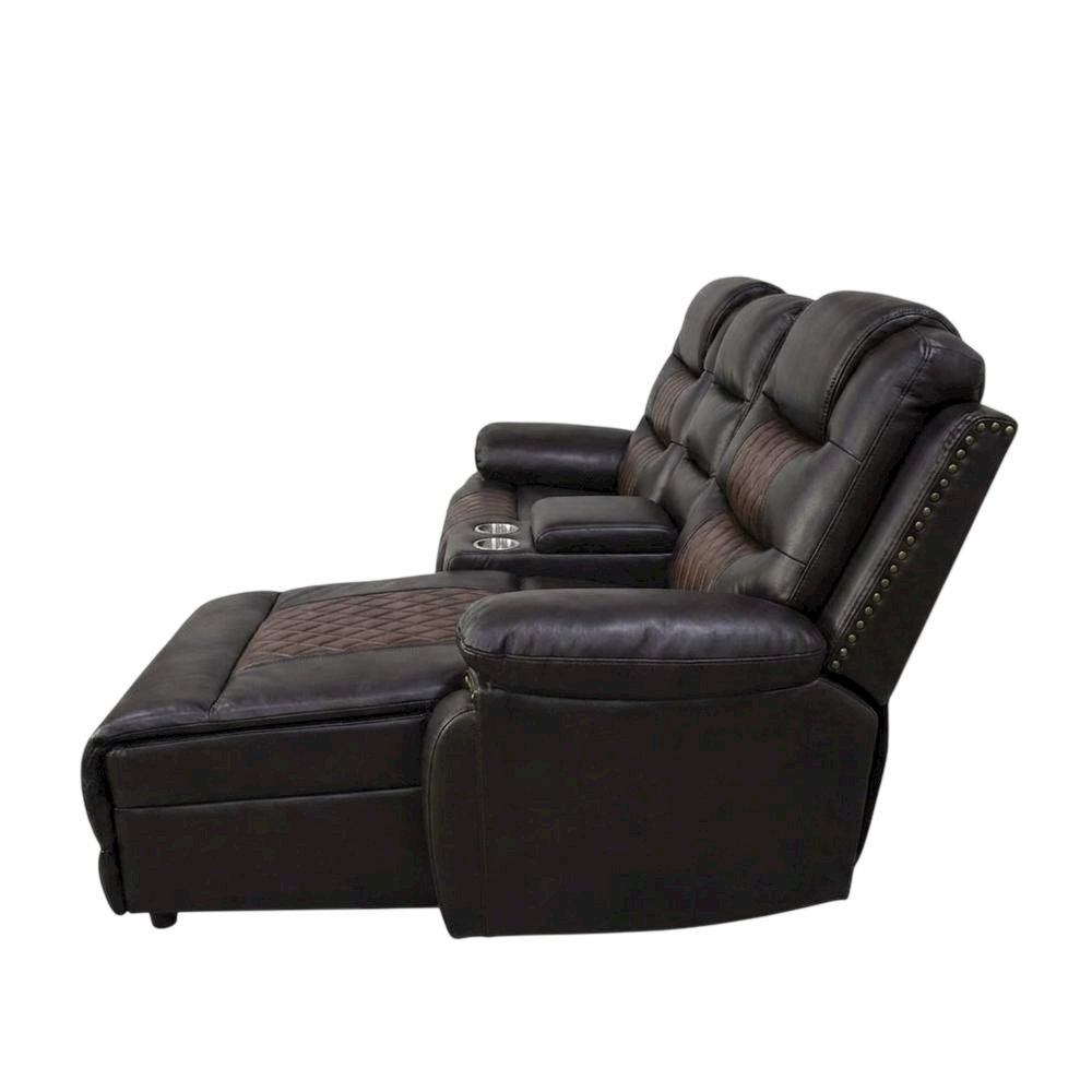 Upholstered Console Loveseat with Power Reclining for Living Room, Brown. Picture 3