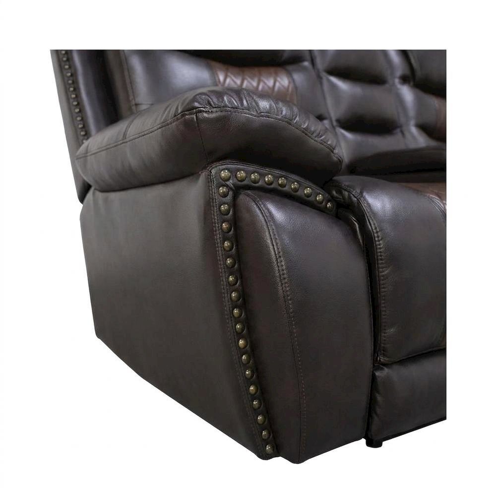 Upholstered Console Loveseat with Power Reclining for Living Room, Brown. Picture 7