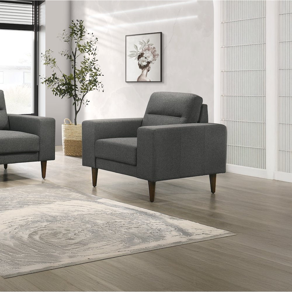 Vale Polyester Fabric Upholstered Arm Chair in Gray. Picture 7