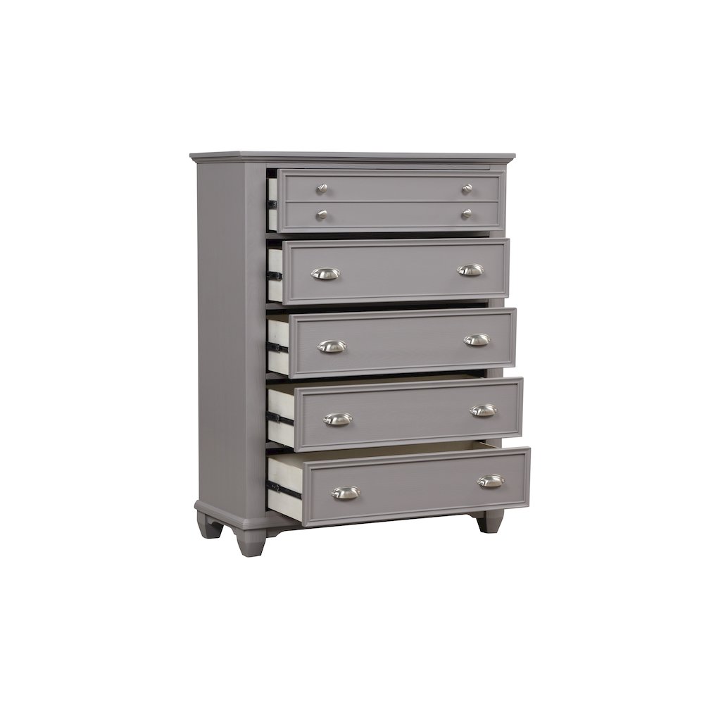 Jamestown Wood 5-Drawer Chest, Gray. Picture 4