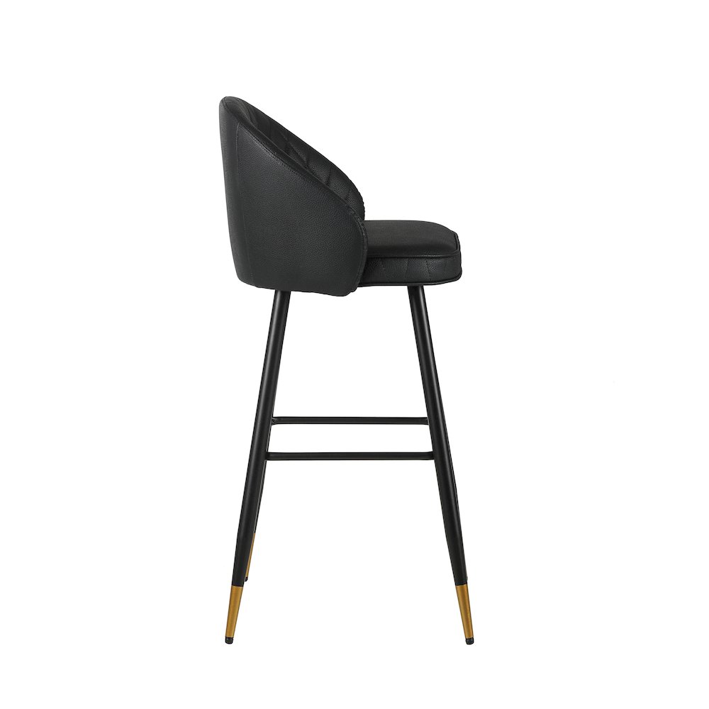 Oliver Vegan Leather Bar Chair in Black (Set of 2). Picture 4