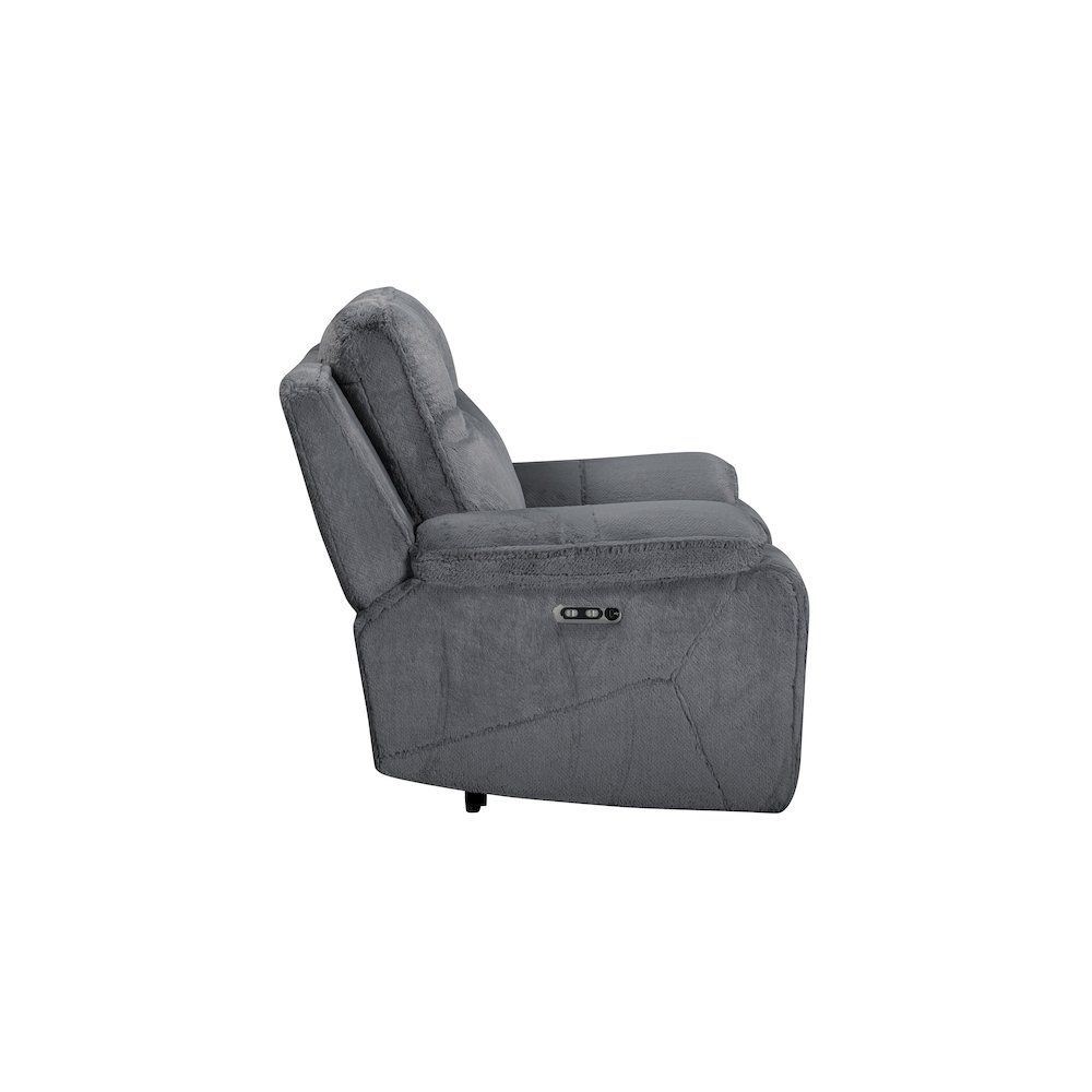 Teddy Fabric Recliner with Power Headrest and Footrest in Gray. Picture 2