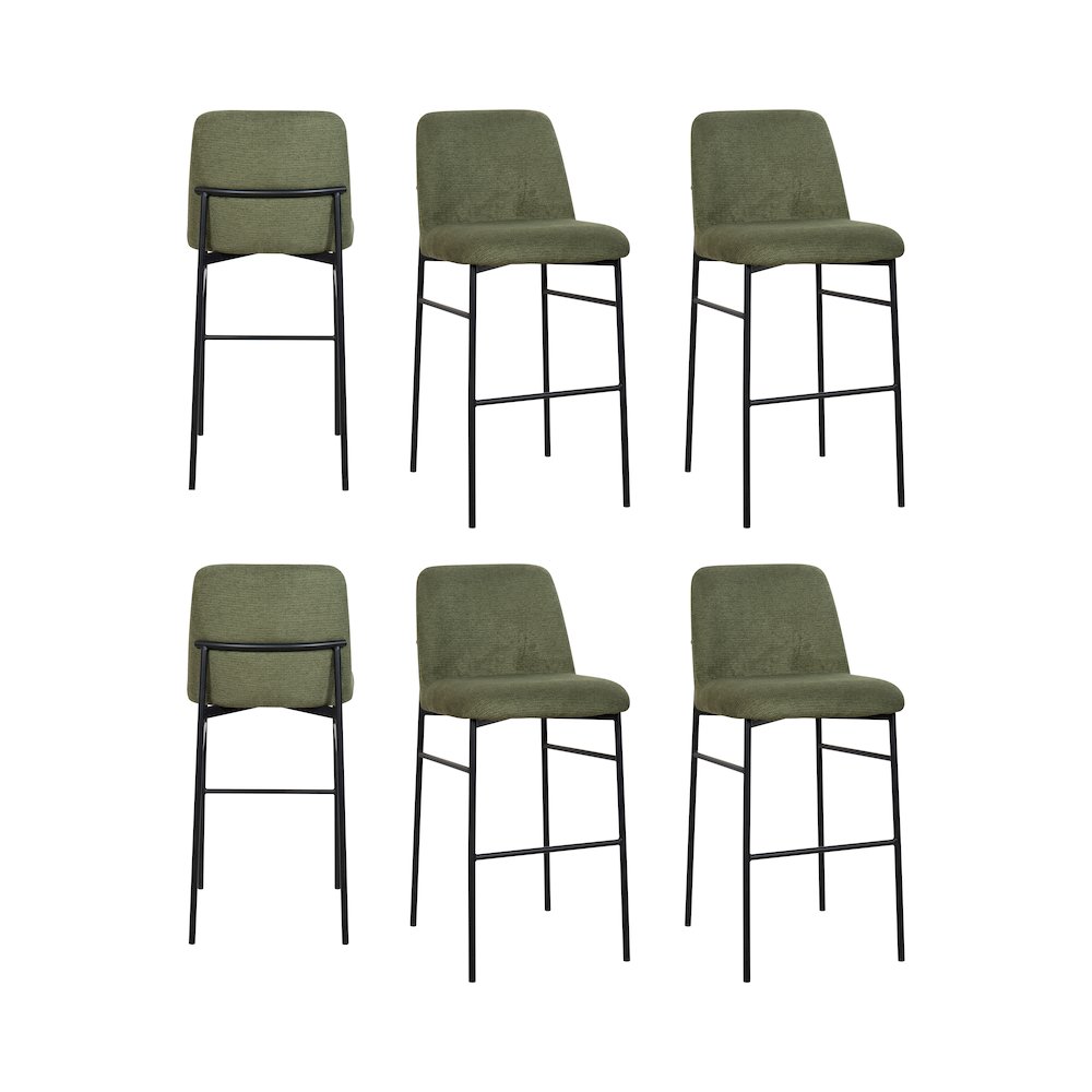 New Classic Furniture Erik Fabric Upholstered Bar Stool in Green (Set of 6). Picture 1