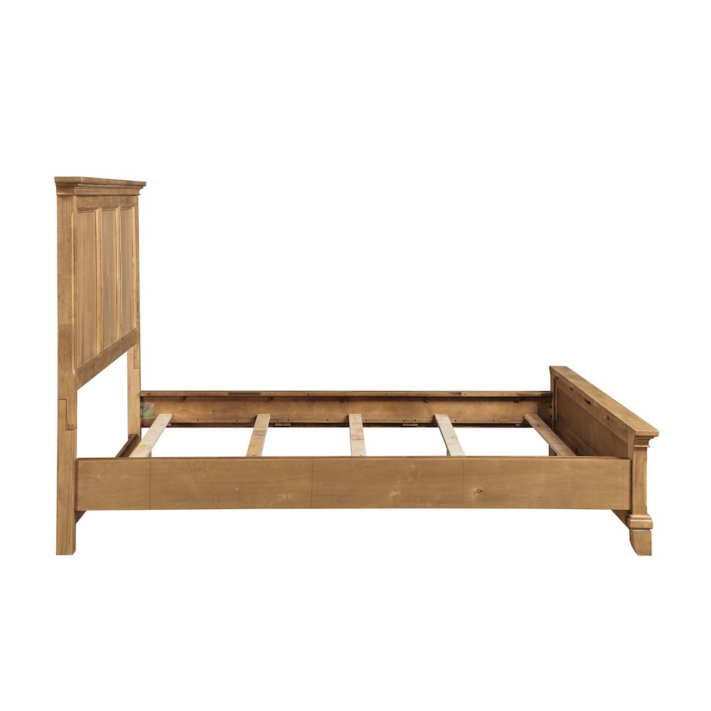 Sunstone Wood King Panel Bed in Honey Brown. Picture 3