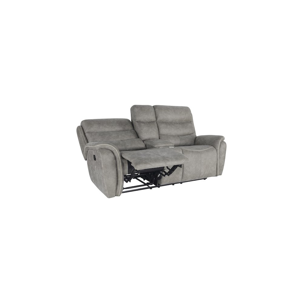 Kamari Console Loveseat W/ Dual Recliners-Gray. Picture 4