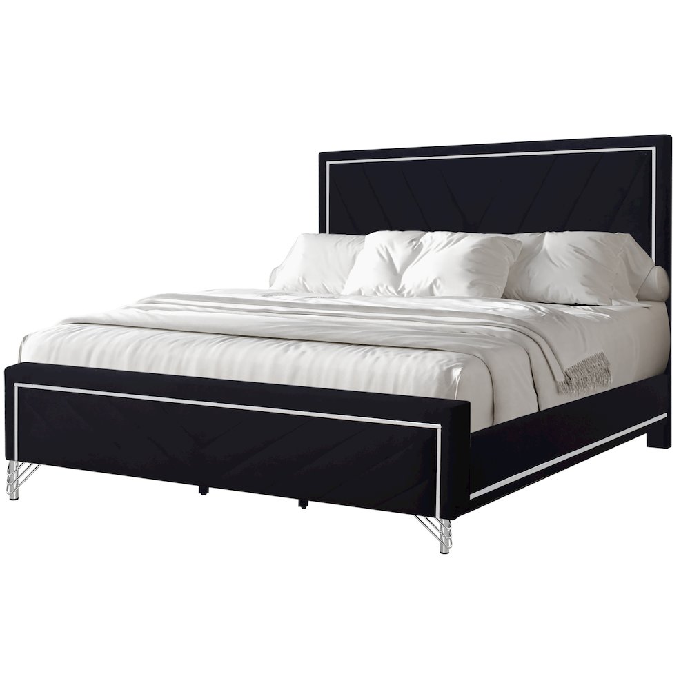 Ava Wood/Polyester King Panel Bed in Ebony Black. Picture 1