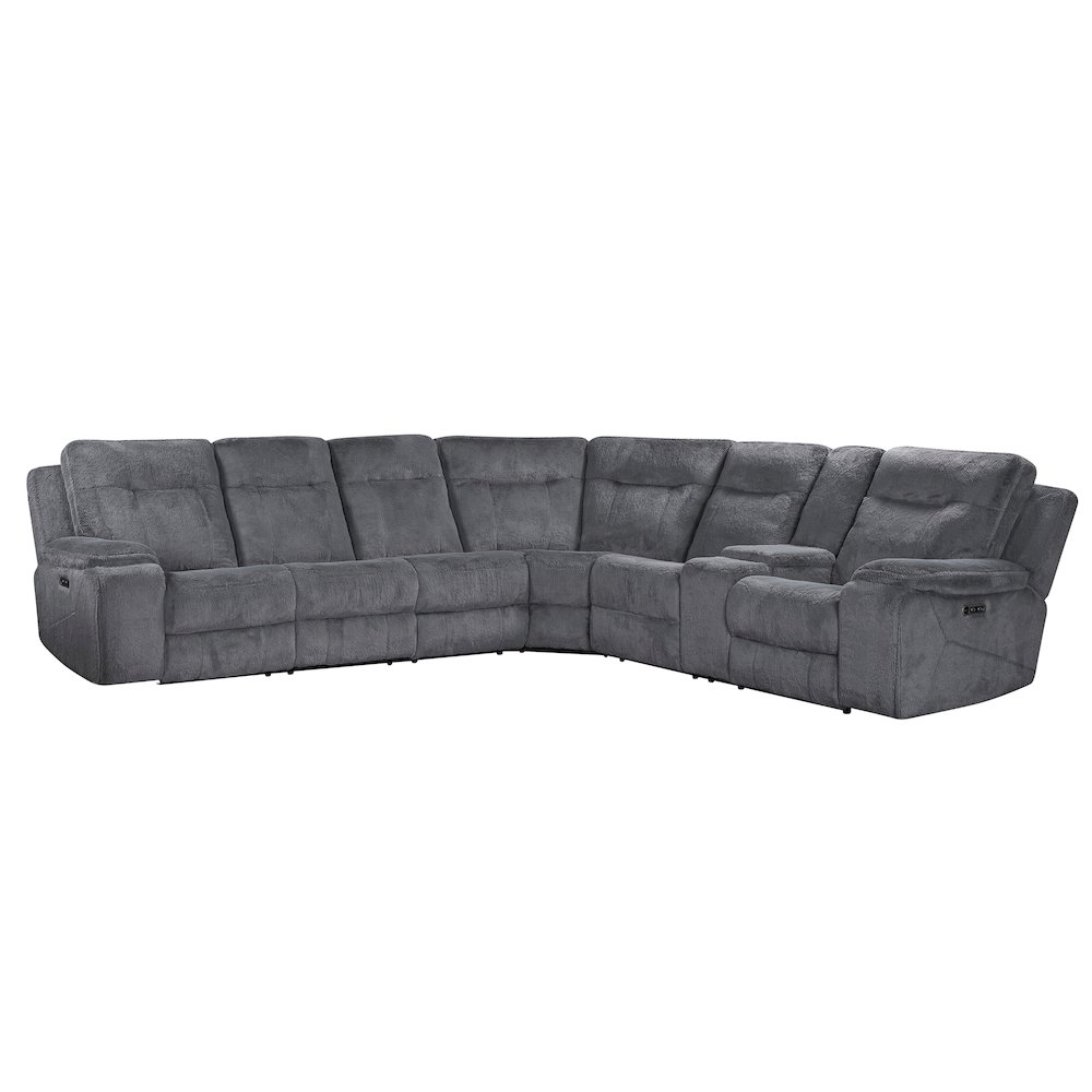 Teddy 3-Piece Fabric Power Sectional in Gray. Picture 1