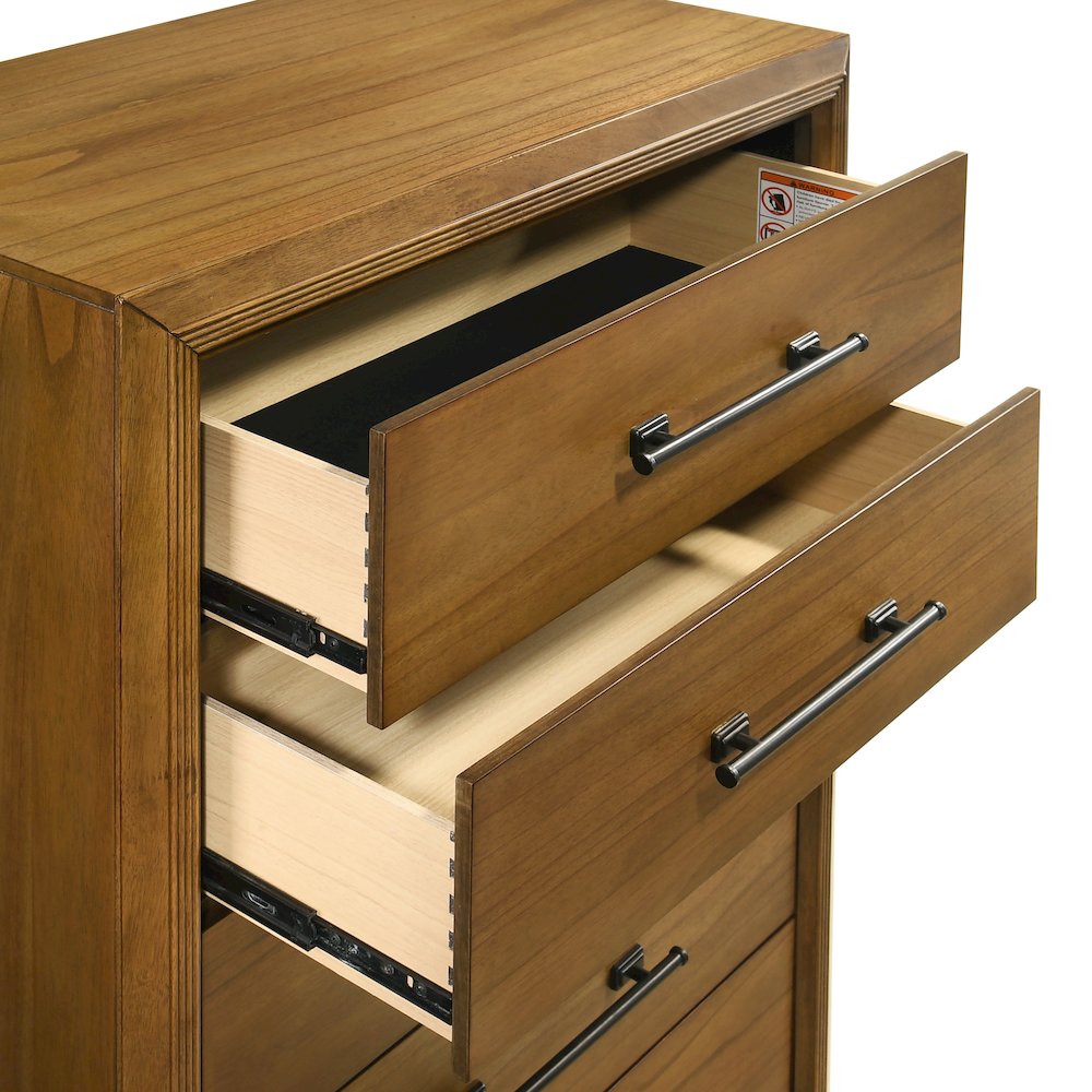 Talcott Wood 5-Drawer Chest in Honey/Brown. Picture 5
