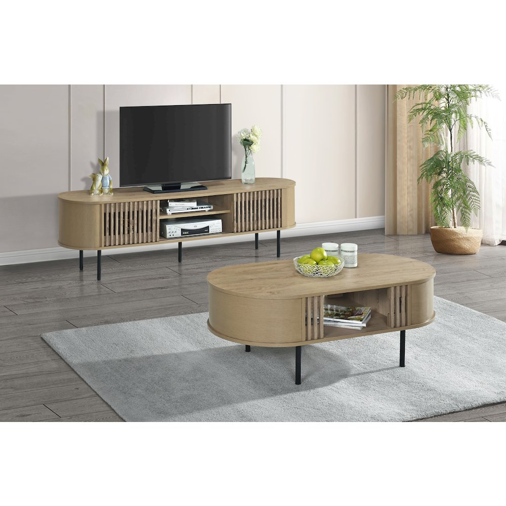 Brax 47.25 in. Natural Oval Wood Coffee Table. Picture 6