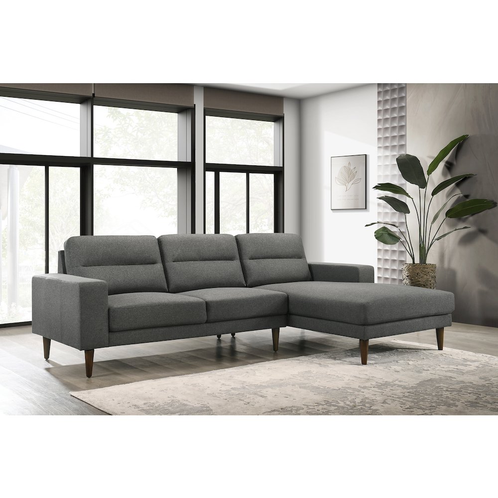 Vale 2-piece Polyester Fabric Chaise Sectional, Gray. Picture 7