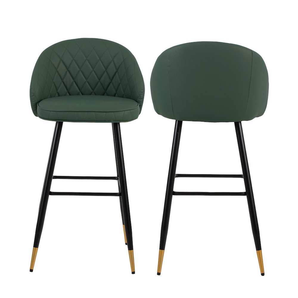 Oliver Vegan Leather Bar Chair in Green (Set of 2). Picture 1