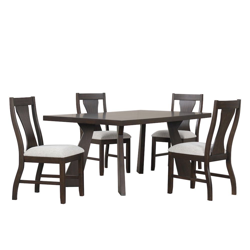 Chestnut Ridge 5-Piece Wood Dining Table Set in Brown. Picture 1