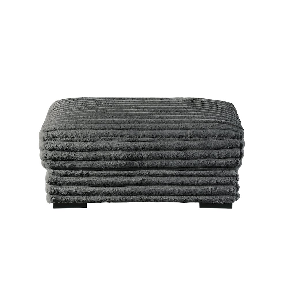 Embrace 41" Fabric Ottoman, Charcoal Gray. Picture 2