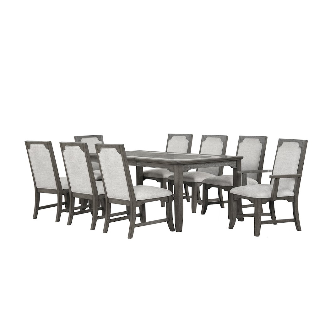 New Classic Furniture Lisbon 7-Piece Wood Rectangle Dining Set in Gray. Picture 1