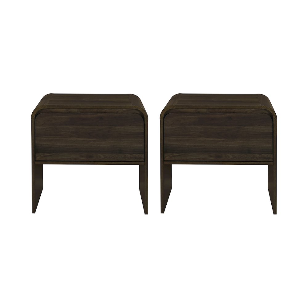 Mara 2-Piece Wood End Table/Bedside Table in Walnut. Picture 1