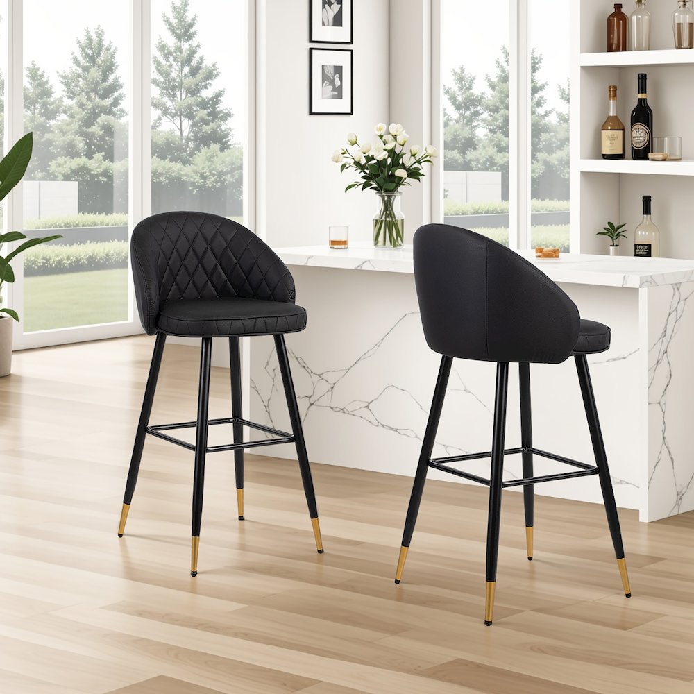 Oliver Vegan Leather Bar Chair in Black (Set of 2). Picture 6