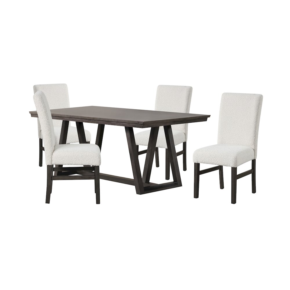 High Line 5-Piece Wood Rectangular Dining Table Set, White. Picture 1