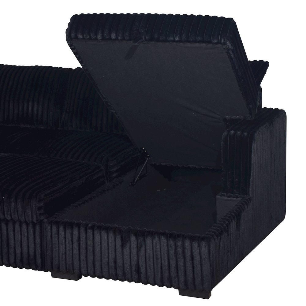 Bliss 5-Piece Fabric Upholstered Sectional in Black. Picture 12